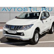 L200 Защита переднего бампера труба волна с надписью 57 мм нержавейка