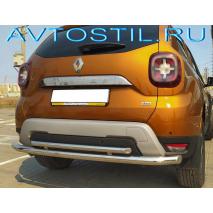 Duster Защита заднего бампера труба двойная 60/42 мм нержавейка