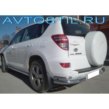 RAV4 Защита заднего бампера уголки двойные 76/42 мм нержавейка