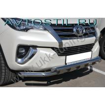 Fortuner TRD 2018 Передняя защита труба двойная с перемычками 76/60 мм нержавейка