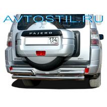 Pajero 3 Защита заднего бампера труба двойная 76/76 мм нержавейка