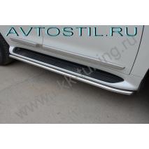 Land Cruiser 200 Защита штатного порога труба 42 мм нержавейка с торца