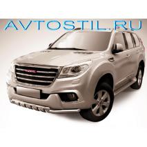 H9 2014 Защита переднего бампера d60+d60 с декоративными элементами нержавейка