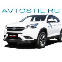 Tiggo 7 2016 Защита переднего бампера труба 57/42 мм двойная черная