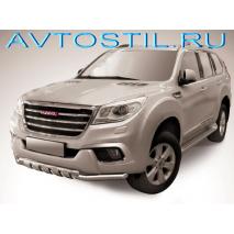 H9 2017 Защита переднего бампера d60+d60 с декоративными элементами нержавейка