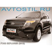 Explorer Защита переднего бампера труба двойная d76/57 черная