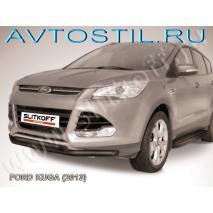 Kuga 2013 Защита переднего бампера труба двойная 57/57 мм черная