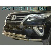 Fortuner 2017 Передняя защита труба двойная овал 76/75х42 мм нержавейка