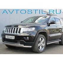 Grand Cherokee Защита переднего бампера d57+d57 двойная нержавейка