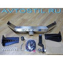 Pajero 4 Фаркоп ТСУ надпись Pajero нержавейка съемный квадрат
