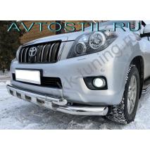 Prado 150 Передняя защита бампера 76/60 мм с перемычками нержавейка