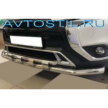 Navara Frontier 2005 Защита переднего бампера труба двойная 76/60 мм с перемычками нержавейка