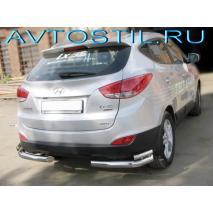 Tucson Защита заднего бампера угловая двойная длинная 60/42 мм нержавейка