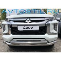 L200 Защита переднего бампера труба двойная 76/60 мм нержавейка