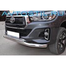 Hilux 2018 Передняя защита бампера труба двойная 76/42 мм нержавейка Exclusive Black