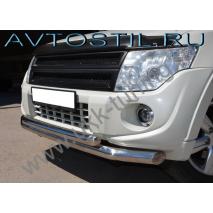 Pajero 4 Передняя защита бампера труба двойная 76/60 мм нержавейка