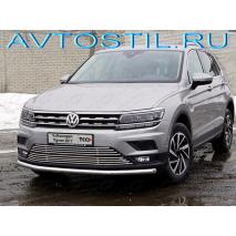 Tiguan Решетка радиатора верхняя без парктроников 12 мм нержавейка