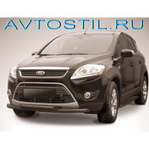 Kuga 2008 Защита переднего бампера труба двойная 57/57 мм черная
