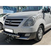 Grand Starex H1 2015 Защита переднего бампера труба двойная 60/60 мм нержавейка G