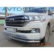 Land Cruiser 200 Защита переднего бампера тройная 60/60/42 мм нержавейка
