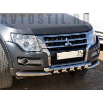 Pajero 4 Защита переднего бампера труба с перемычками 60/53 мм нержавейка