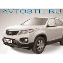 Sorento Защита переднего бампера труба двойная 57/42 мм черная