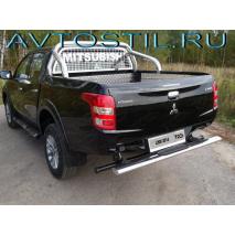 L200 Защита заднего бампера труба овальная 120х60 м с накладкой нержавейка
