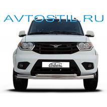 Uaz Patriot Защита переднего бампера d60+d60 двойная нержавейка
