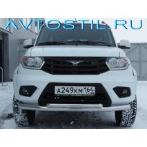 Uaz Patriot Защита переднего бампера d76+d60 двойная нержавейка