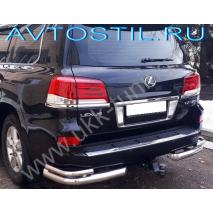 LX 570 Защита заднего бампера уголки двойные 76/42 мм нержавейка