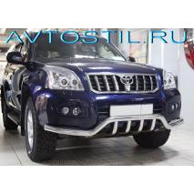 Prado 120 Защита переднего бампера труба изогнутая с клыками 60 мм нержавейка