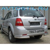 Sorento 2006 Защита заднего бампера уголки двойные 76/57 мм нержавейка