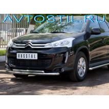 С4 AirCross 2012 Защита переднего бампера труба двойная 57/42 мм нержавейка