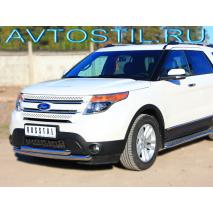 Explorer Защита переднего бампера труба двойная d57/57 нержавейка короткая