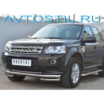 Freelander 2012 Защита переднего бампера труба двойная 57/42 мм нержавейка