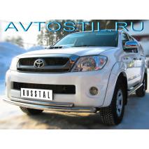 Hilux 2011 Защита переднего бампера труба двойная 57/42 мм нержавейка