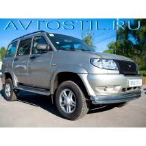 Uaz Patriot Защита переднего бампера труба двойная 57/57 нержавейка