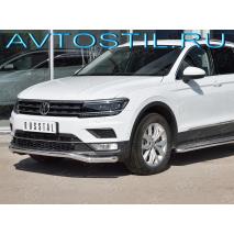 Tiguan Защита переднего бампера труба волна 57 мм нержавейка