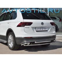 Tiguan Защита заднего бампера труба с углами 42/42/42 мм нержавейка