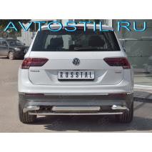 Tiguan Защита заднего бампера труба с углами 57/42/57 мм нержавейка