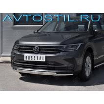 Tiguan Защита переднего бампера труба двойная 42/42 мм нержавейка