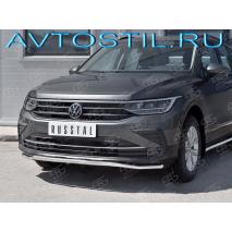 Tiguan Защита переднего бампера труба волна 42 мм нержавейка