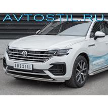 Touareg Защита переднего бампера труба двойная 42/42 мм нержавейка