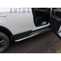 RAV4 Пороги труба 60 мм с накладным листом
