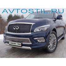 QX80 Защита передняя нижняя овальная 75х42 мм нержавейка