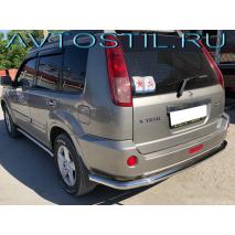 X-Trail Защита заднего бампера угловая большая 60 мм нержавейка