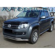 Amarok Защита переднего бампера двойная d76/42 нержавейка