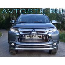 Pajero Sport Защита передняя нижняя труба овальная 75х42 мм нержавейка