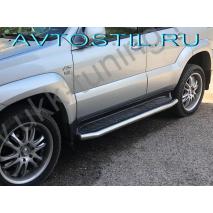 Prado 120 Защита штатного порога труба 60 мм нержавейка