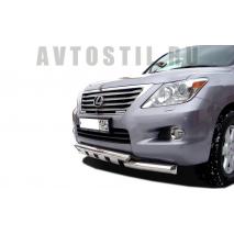 LX 570 Защита переднего бампера с нижней защитой Groender d76 нержавейка